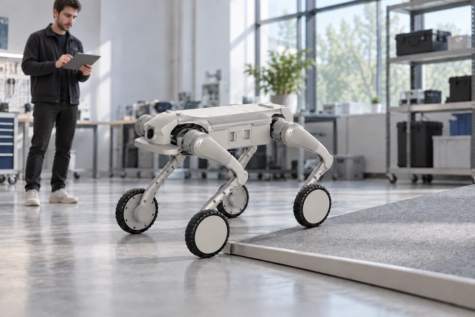 AGIBOT D1 Ultra-W — Kerekes-lábas mozgás fejlesztése — felhasználási illusztráció