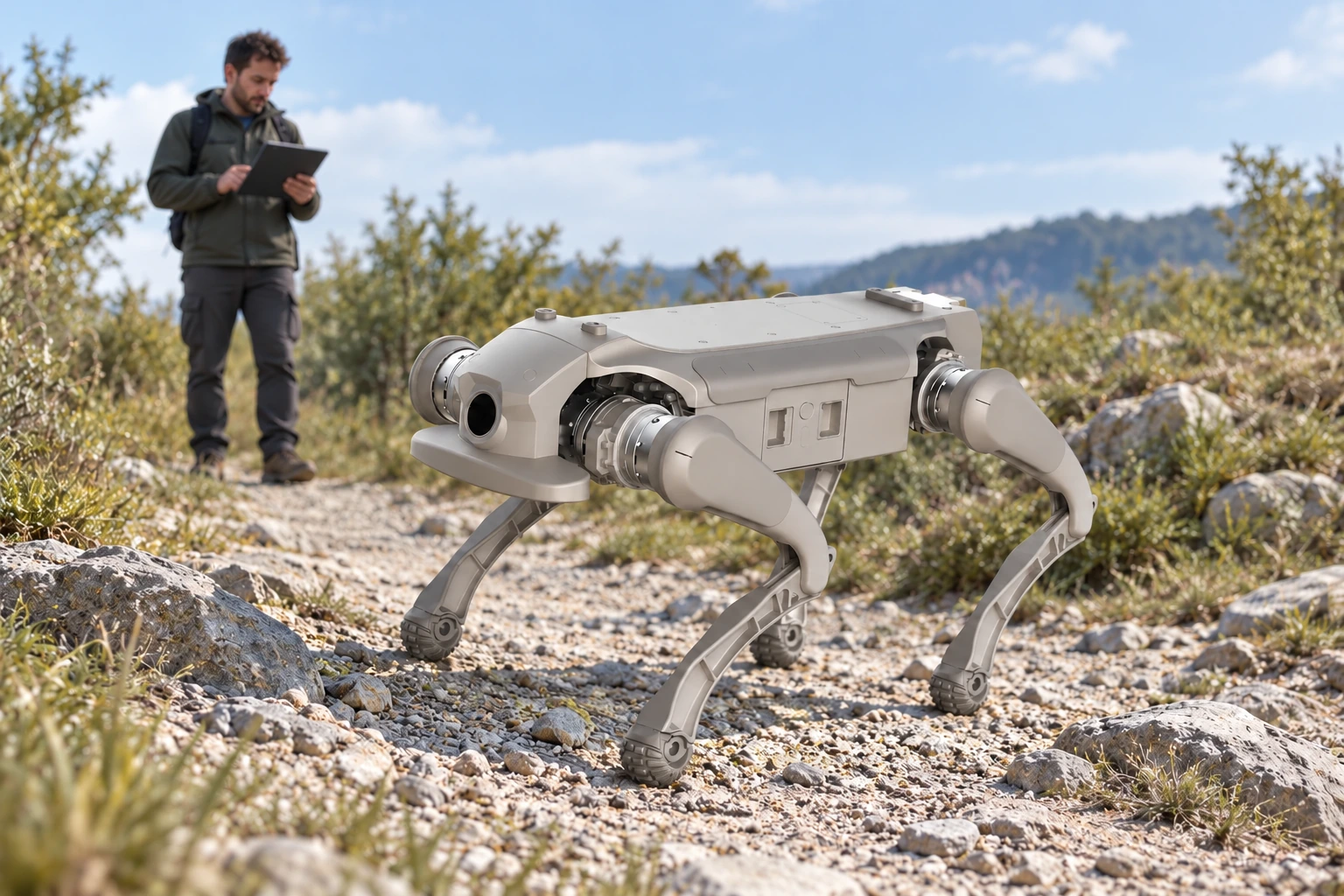 AGIBOT D1 Ultra — Terepi mozgásvizsgálat — felhasználási illusztráció AGIBOT D1 Ultra — Terepi mozgásvizsgálat — felhasználási illusztráció