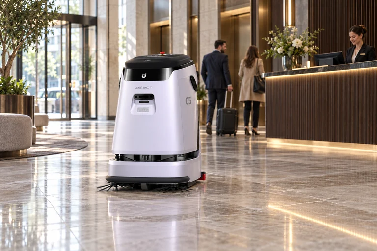 AGIBOT C5 – Úklid hotelového vstupu
