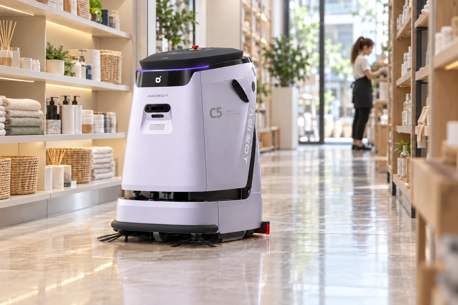 AGIBOT C5 — Üzlettéri padlótisztítás — felhasználási illusztráció AGIBOT C5 — Üzlettéri padlótisztítás — felhasználási illusztráció