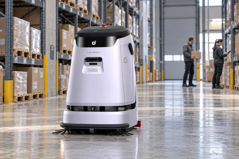 AGIBOT C5 – Úklid skladových uliček