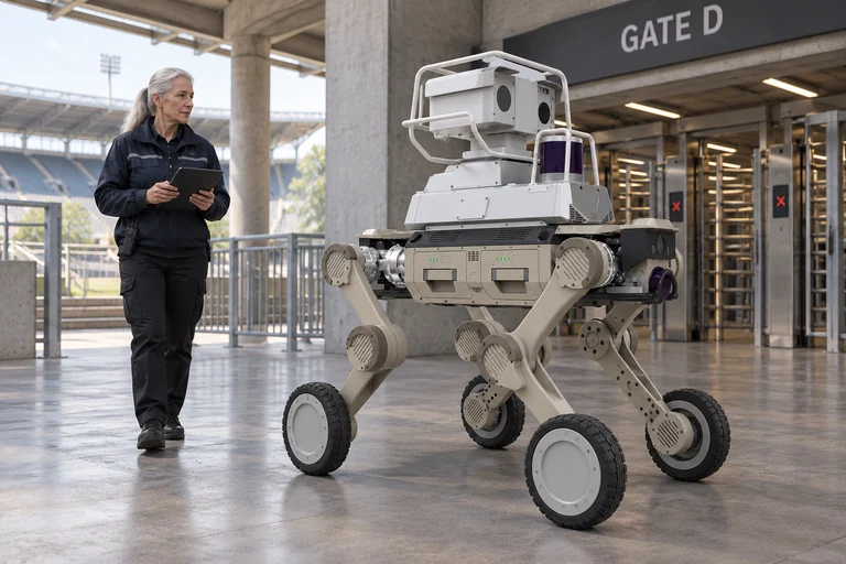 AGIBOT D1 Max Devriye Sistemi – Stadyum servis alanında devriye