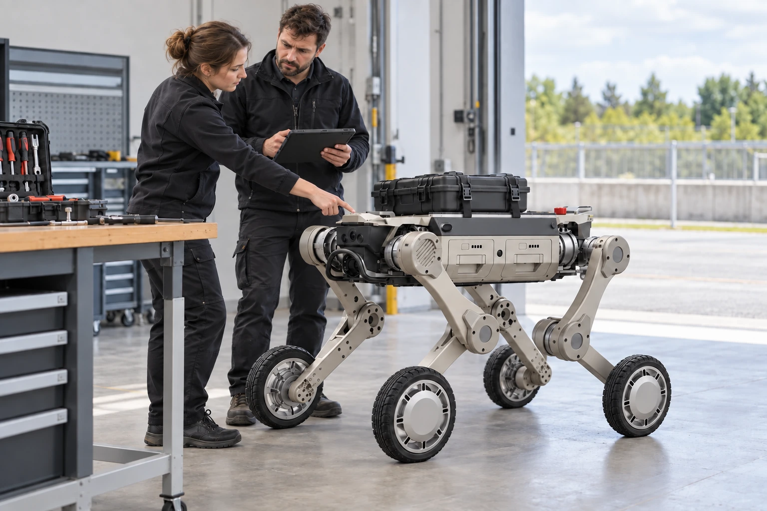 AGIBOT D1 Max in einer Industrieumgebung — Anwendungsillustration AGIBOT D1 Max in einer Industrieumgebung — Anwendungsillustration