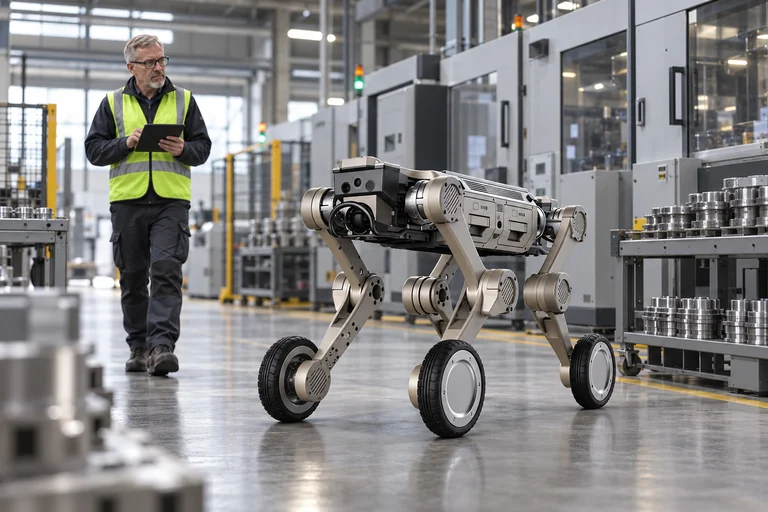 AGIBOT D1 Max – Bewegung entlang einer Produktionslinie