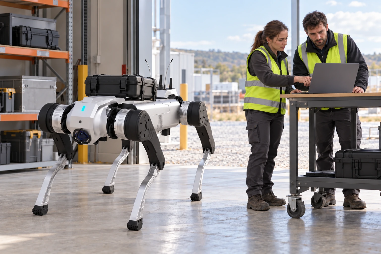 AGIBOT D1 MaxPro při inspekci solární instalace — ilustrace využití
