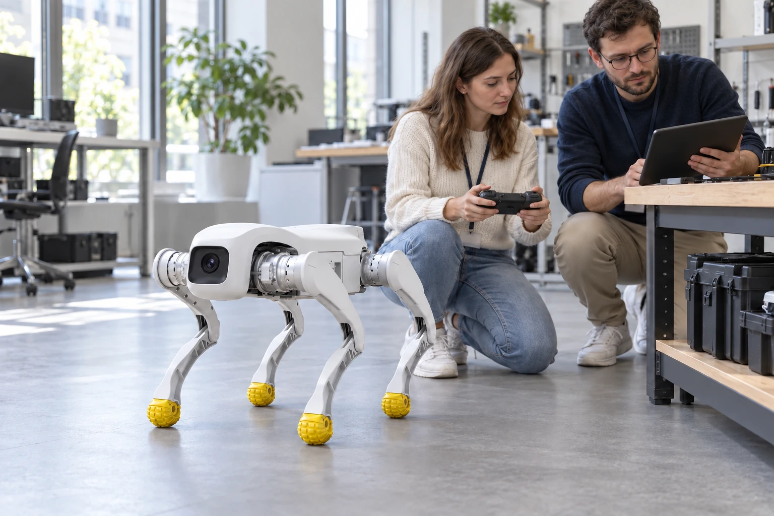AGIBOT D1 Pro bei einer Robotikvorführung im Freien — Anwendungsillustration AGIBOT D1 Pro bei einer Robotikvorführung im Freien — Anwendungsillustration