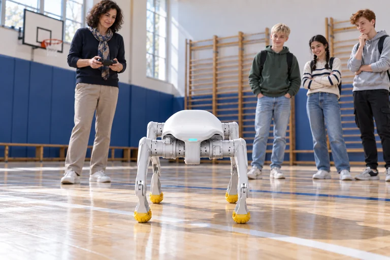 AGIBOT D1 Pro – Gleichgewichtsvorführung in einer Schule