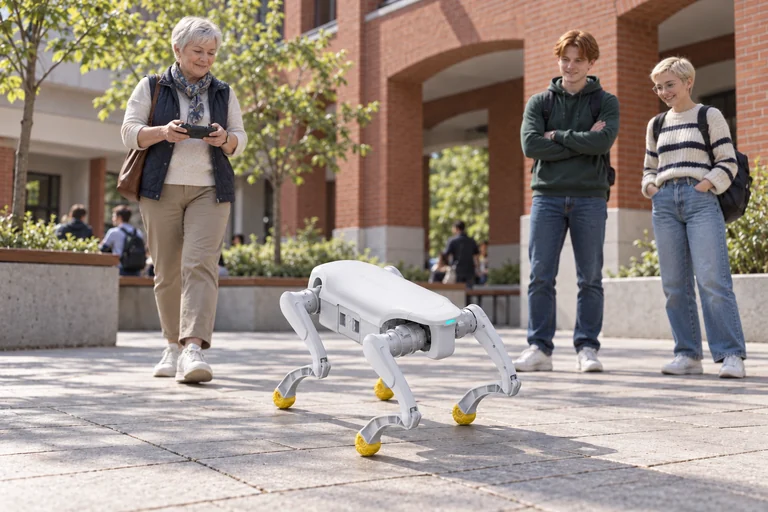AGIBOT D1 Pro – Robotervorführung im Innenhof einer Hochschule