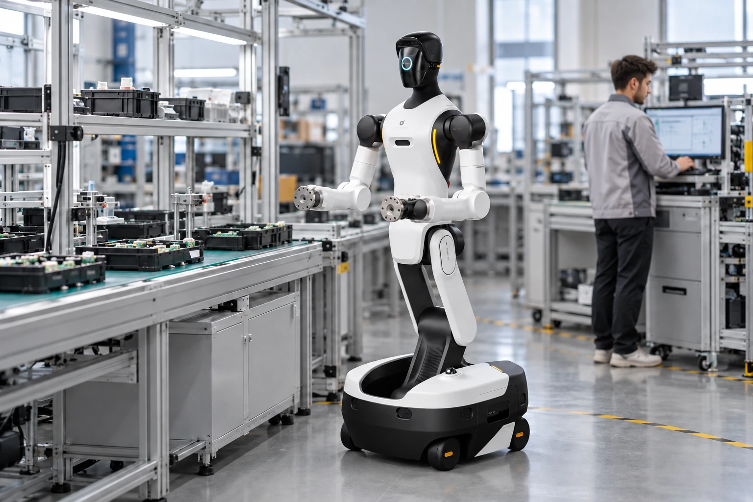 AGIBOT G2 – robotplatform — Robotplatform beillesztése a gyártósorba — felhasználási illusztráció