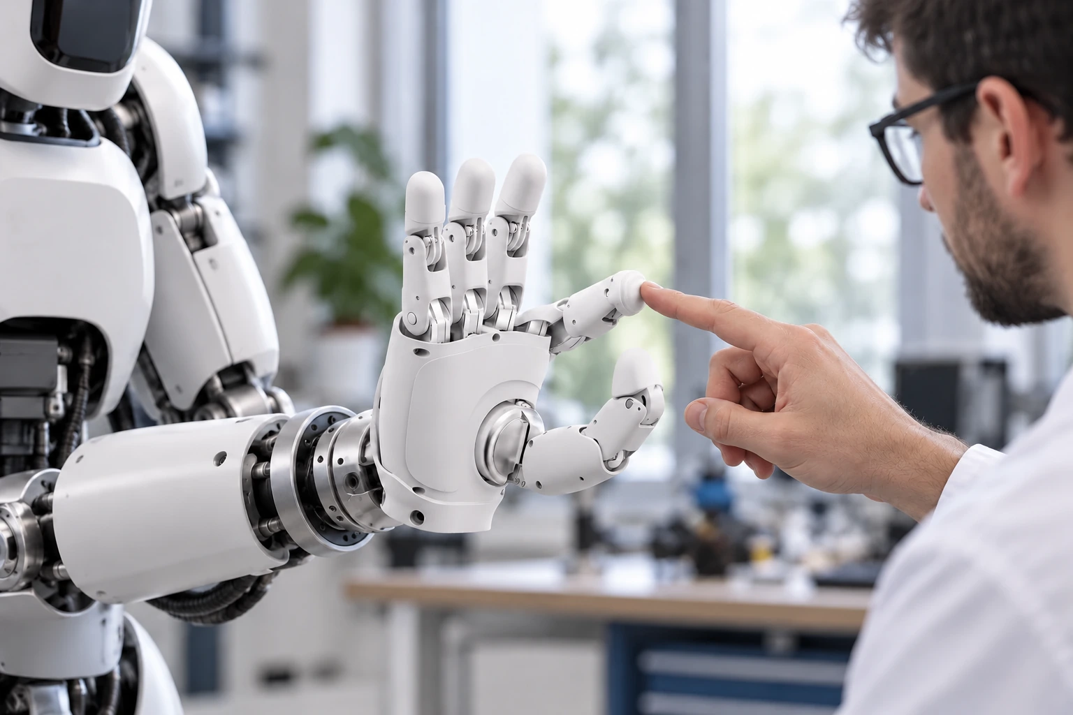 AGIBOT OmniHand 2025 Tactile – Gesta a interakce člověka s robotem · OmniHand 2025 Tactile